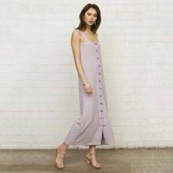Aritzia Babaton Jayce Ribbed Buttoned Tank Midi Strap Dress, Lilac Fog size S - Picture 1 of 7